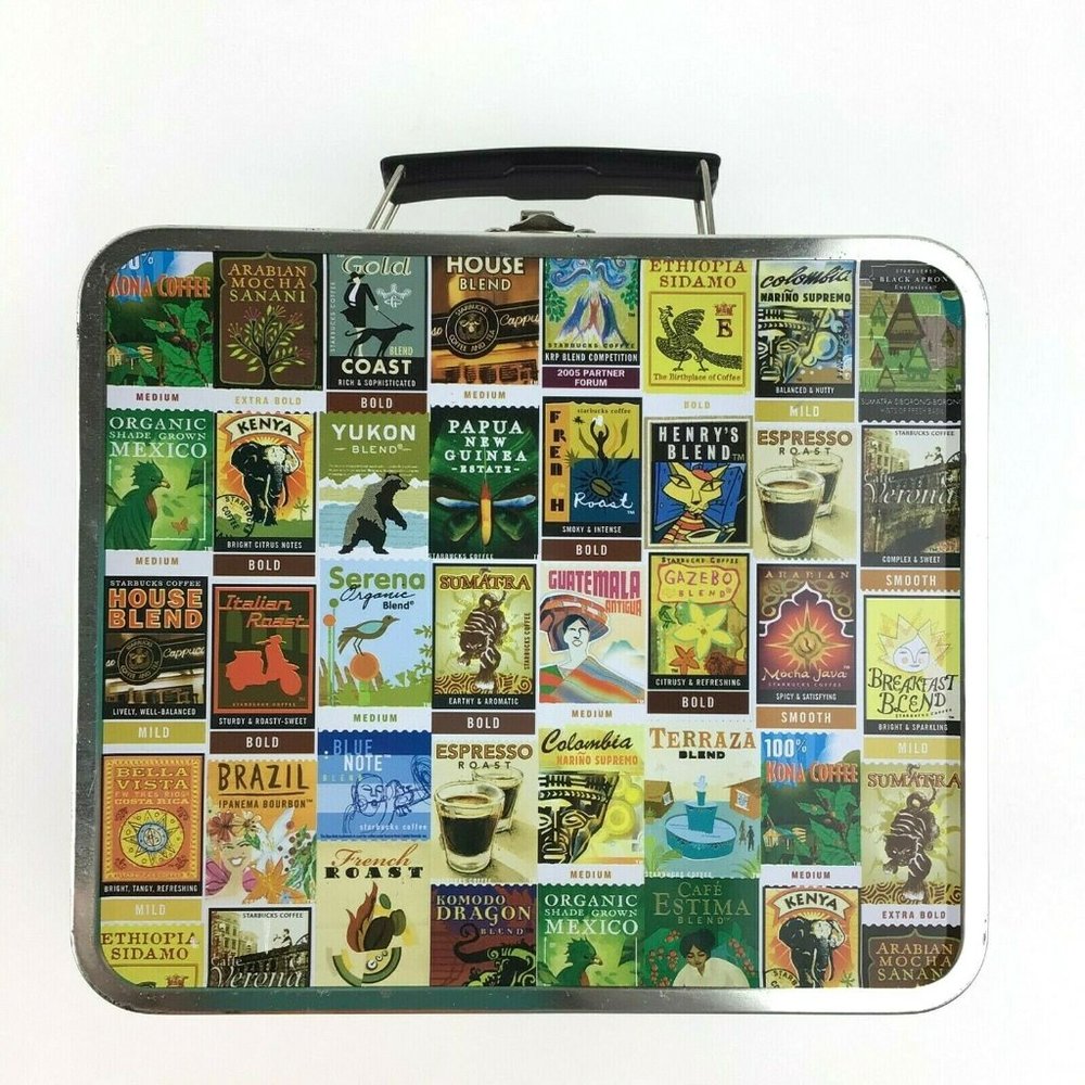 Starbucks Coffee World Stamps Metal Lunch Box